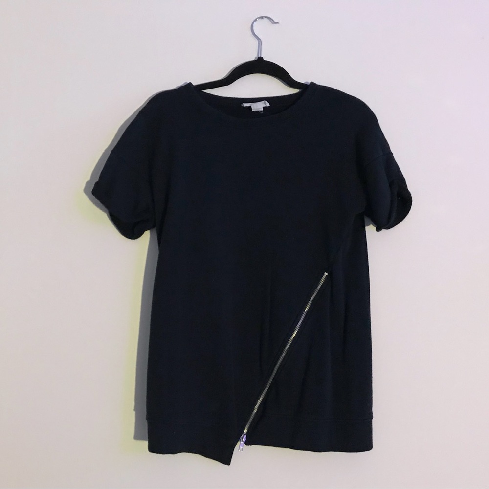 Black sweatshirt T with zipper detailing